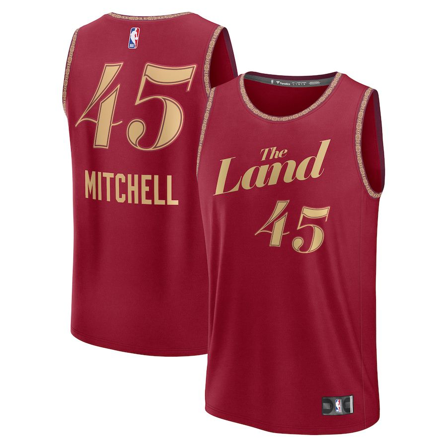 Men Cleveland Cavaliers #45 Donovan Mitchell Fanatics Branded Wine City Edition 2023-24 Fast Break NBA Jersey->cleveland cavaliers->NBA Jersey